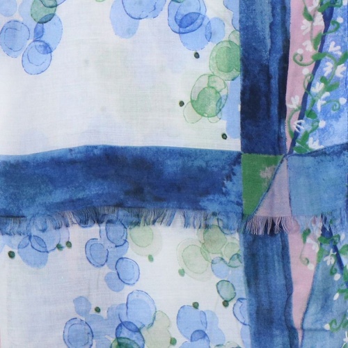 Blue Water Colour Floral Print Scarf by Peace of Mind